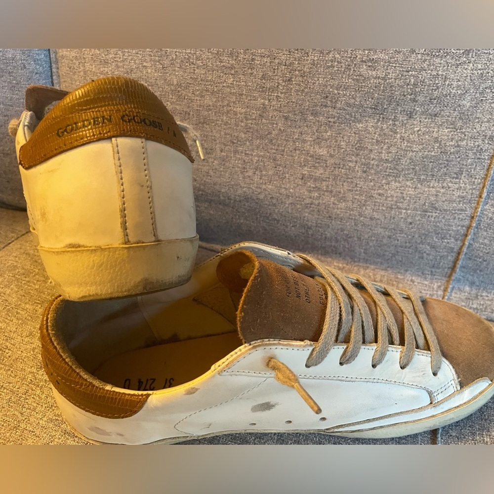 Golden Goose SUPER STAR White and Brown Sneakers - Picture 5 of 15